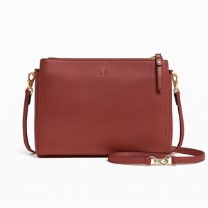 Lo & Sons Crossbody Bag in Brick Red with Gold Hardware